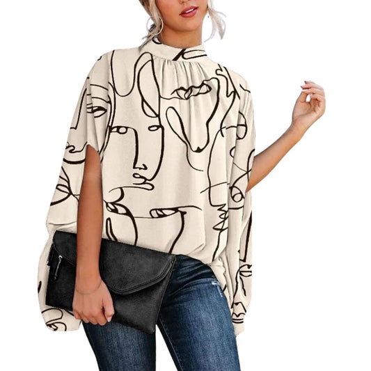 Alina - Elegante Bluse mit kunstvollem Muster und hochgeschlossenem Kragen